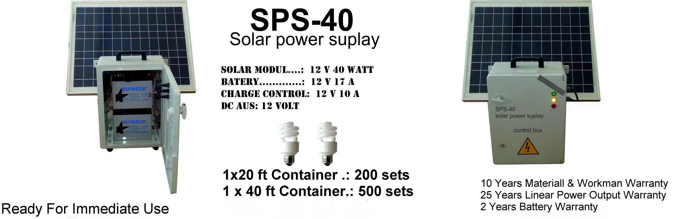 SPS-40 Standalone Solar Power Generator & Lighting Kit Model 4 — Solar Energy Systems, SPS Power Packs & Lighting | AFRIMEKS Foreign Trade