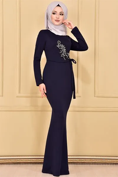 Rhinestone Embellished Mermaid Cut Dress Baby Blue — Export Series 30 — Women's Fashion, Evening Gowns, Modest Wear & Hajj Clothing | AFRIMEKS Foreign Trade