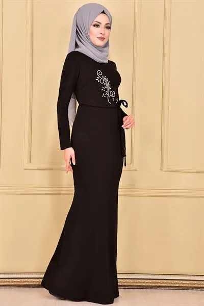 Rhinestone Embellished Mermaid Cut Dress Black — Export Series 8 — Women's Fashion, Evening Gowns, Modest Wear & Hajj Clothing | AFRIMEKS Foreign Trade