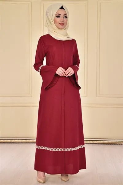 Flounce Sleeve Abaya Burgundy — Export Series 1 — Women's Fashion, Evening Gowns, Modest Wear & Hajj Clothing | AFRIMEKS Foreign Trade