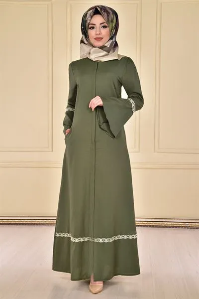 Flounce Sleeve Abaya Khaki Green — Export Series 9 — Women's Fashion, Evening Gowns, Modest Wear & Hajj Clothing | AFRIMEKS Foreign Trade