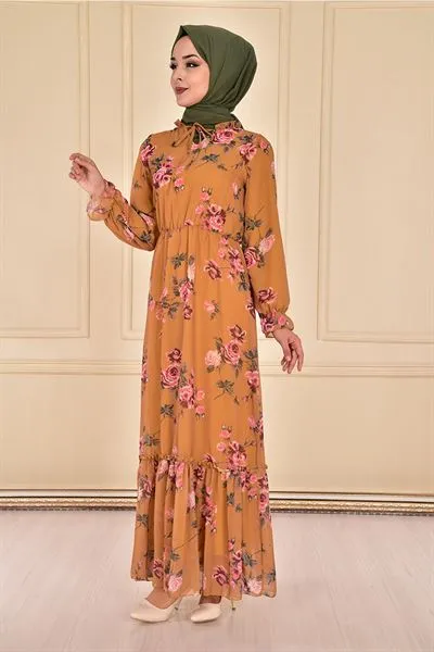 Yaka Ruffled Drawstring Waist Dress Cicek D — Export Series 32 — Women's Fashion, Evening Gowns, Modest Wear & Hajj Clothing | AFRIMEKS Foreign Trade