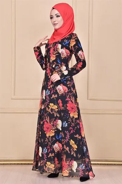 Yakasi Buttoned Patterned Dress Ayd2177 — Export Series 73 — Women's Fashion, Evening Gowns, Modest Wear & Hajj Clothing | AFRIMEKS Foreign Trade